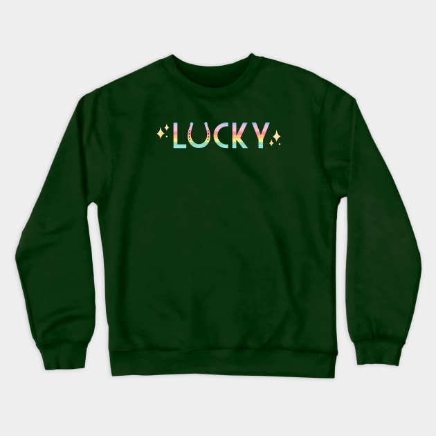 Pastel Rainbow Lucky Horseshoe w/ Sparkles Crewneck Sweatshirt by Sunny Saturated
